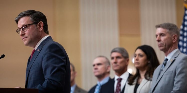 Mike Johnson is defending his decisions on funding. The hard right isn’t thrilled.