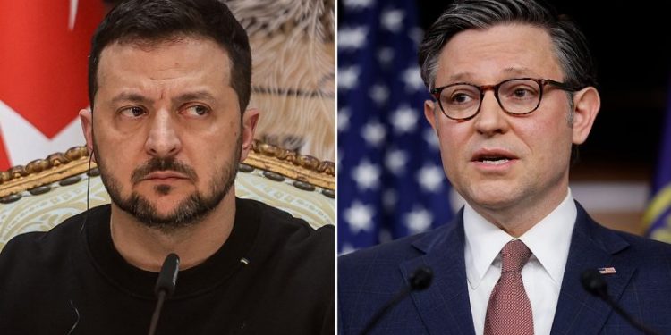 Speaker Johnson says House will move on Ukraine aid when Congress is back in DC