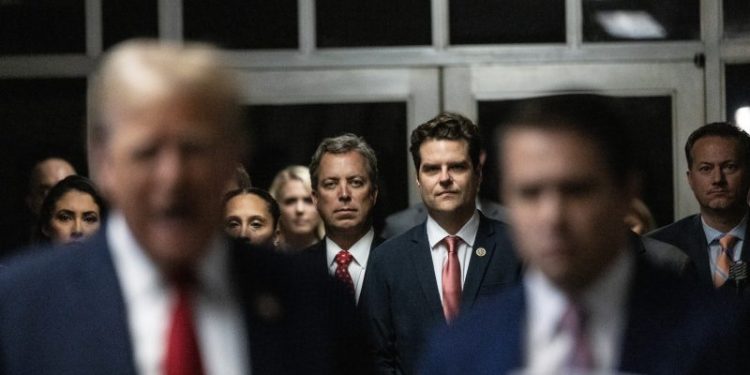 House GOP escalates war on Justice Dept. as members flock to Trump trial