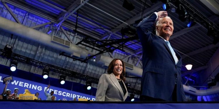 Biden-Harris health-care event quickly takes the tone of a rally
