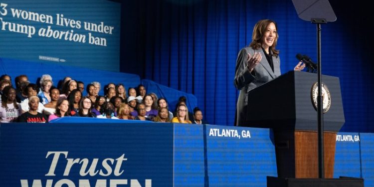 Harris slams Trump as ‘architect of this crisis’ in abortion speech