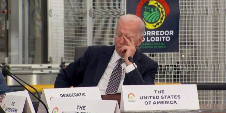 Biden appears to rest his eyes at African summit in Angola